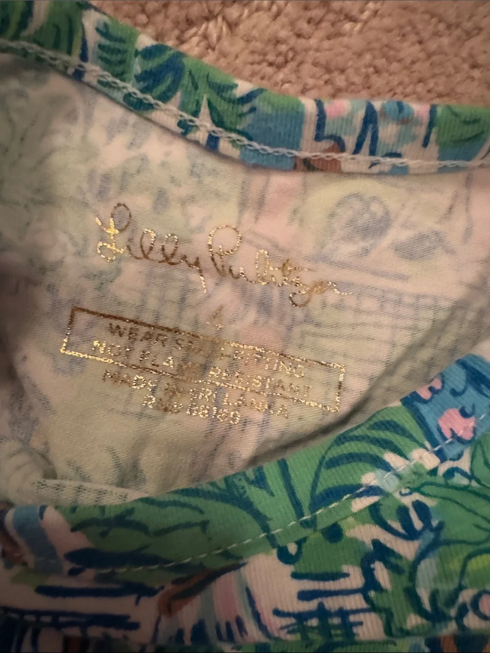 Lilly Pulitzer Green & Blue Tropical Long Sleeve Pajama Top